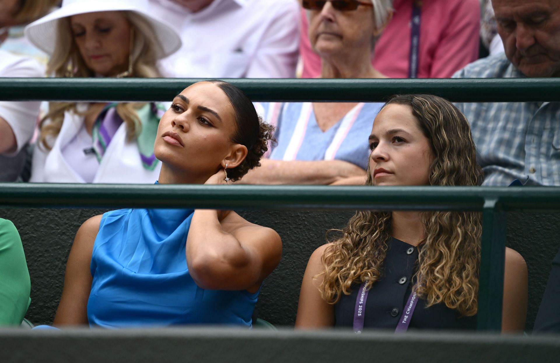 Ben Shelton's girlfriend Trinity Rodman (L) and sister Emma (R) at Wimbledon 2025 - Source: Getty